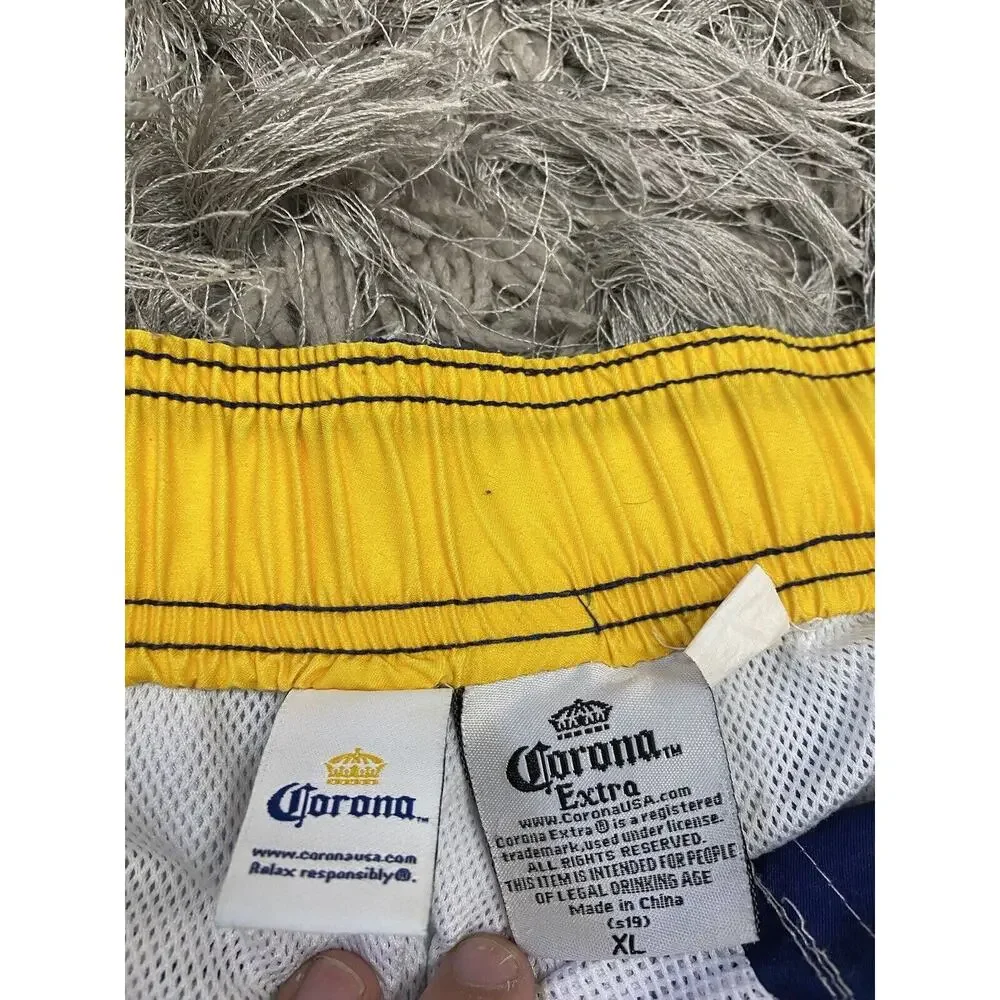Corona Extra Beer Swim Trunks Mens Sz XL Blue Bathing Suit Lined Board Shorts